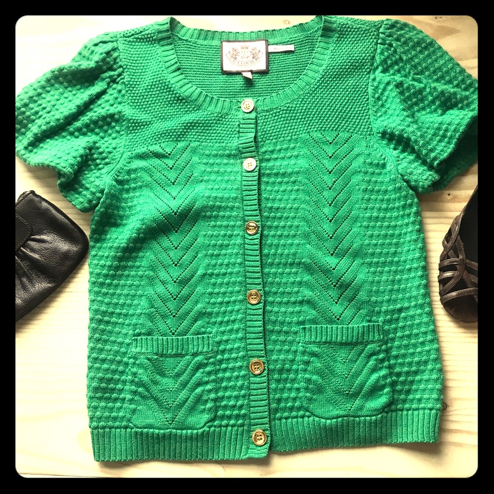 Juicy Couture green puff sleeve sweater ☘️